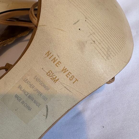 Nine West Strappy Tan Turquoise Color Stones Heel Size 6.5 - Picture 7 of 7